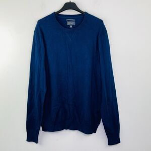 Wallin & Bros Men's Large Sweater Blue Cotton Cashmere Knit Pullover NWT AU17